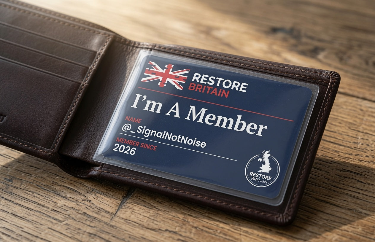 Restore Britain novelty Membership card
